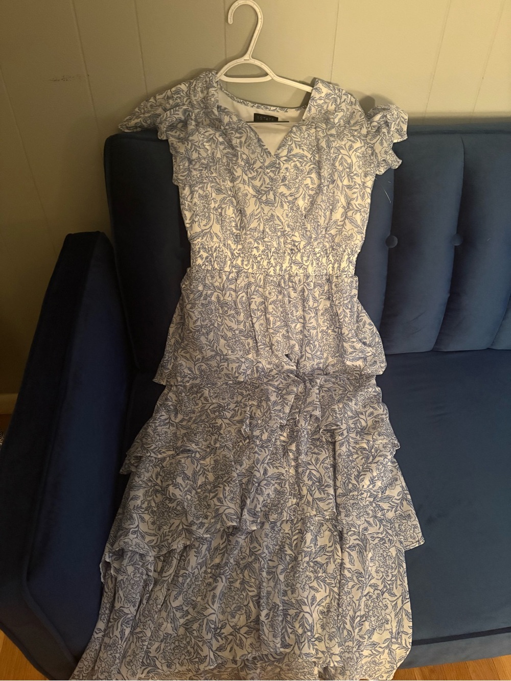 1. State Blue and White Floral Ruffle Maxi Dress - Picture 2 of 5